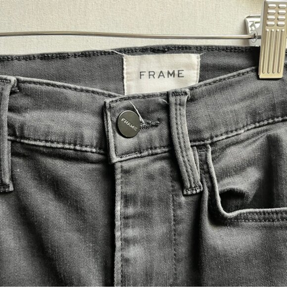 Frame Le High skinny denim fray hem jeans Sz 26 - Picture 6 of 12